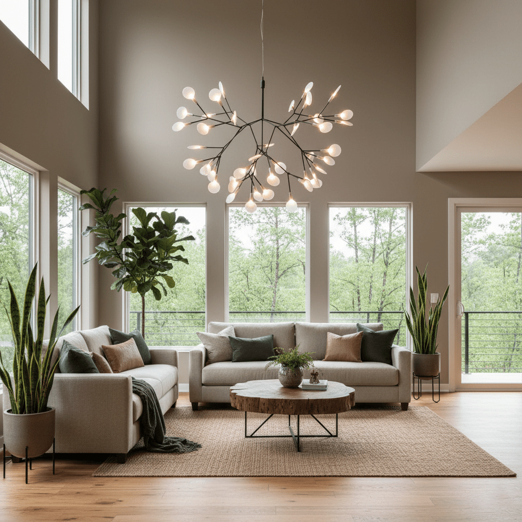Modern Black Metal Branch Chandelier – Firefly LED