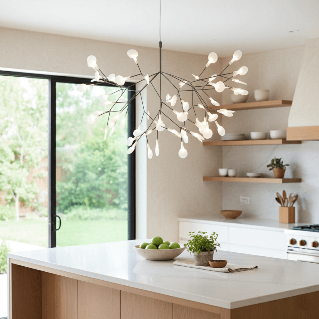 Modern Black Metal Branch Chandelier – Firefly LED