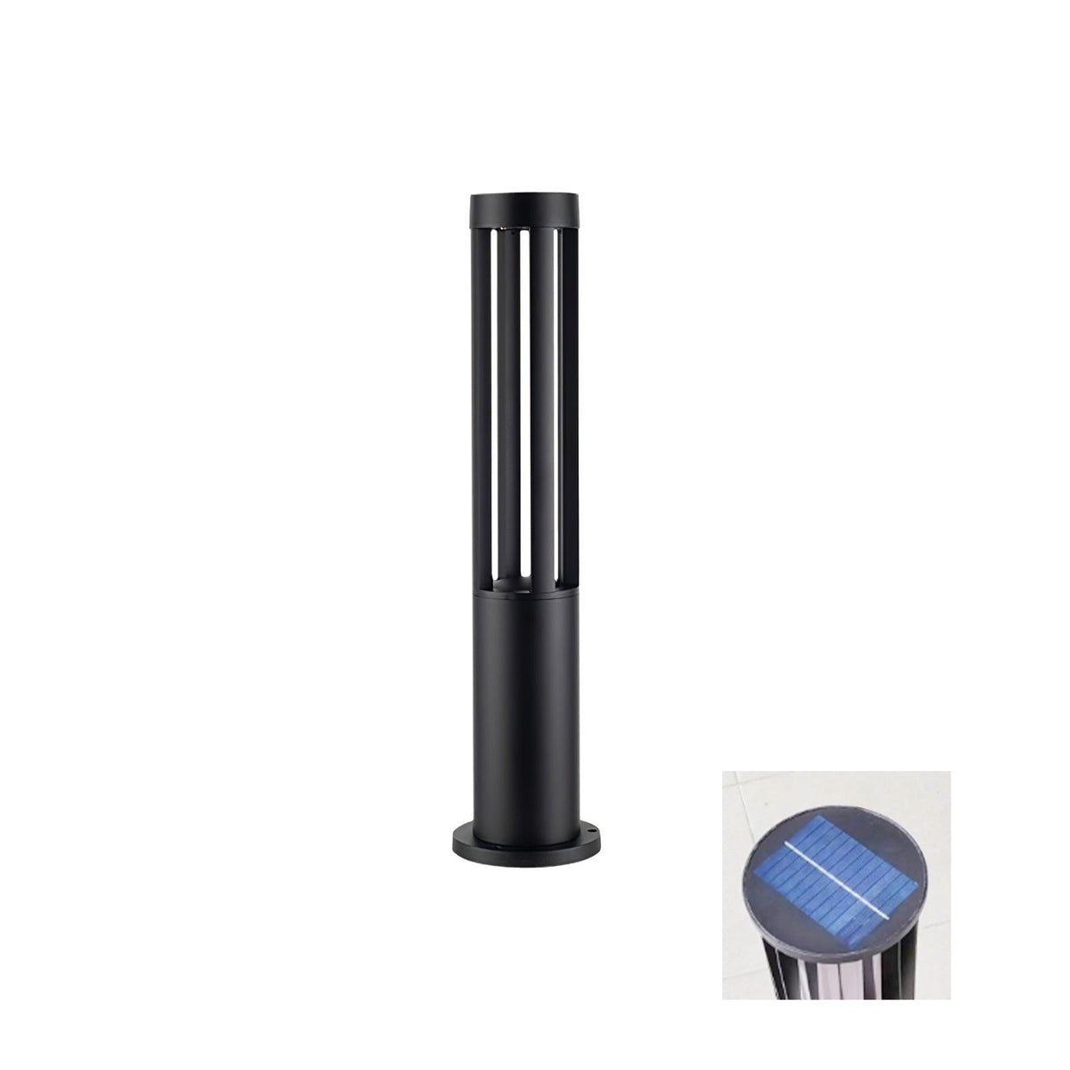 Black Solar Bollard Light – Cylinder Path Light for Garden