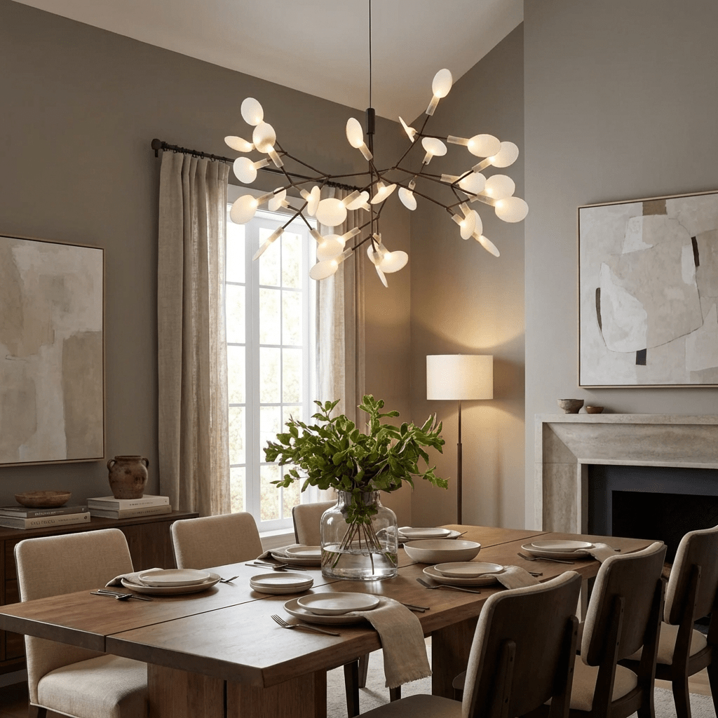 Modern Black Metal Branch Chandelier – Firefly LED