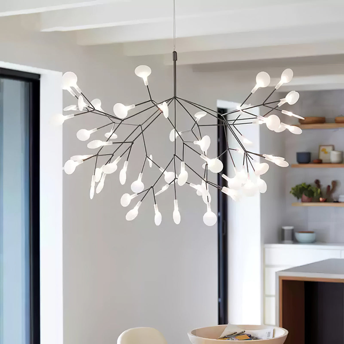 Modern Black Metal Branch Chandelier – Firefly LED