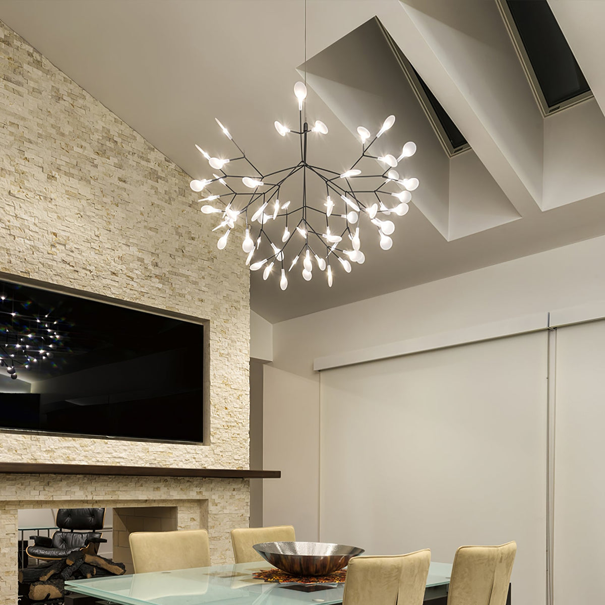 Modern Black Metal Branch Chandelier – Firefly LED
