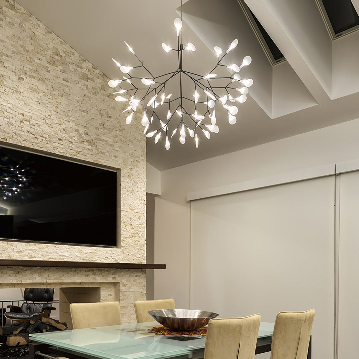 Modern Black Metal Branch Chandelier – Firefly LED