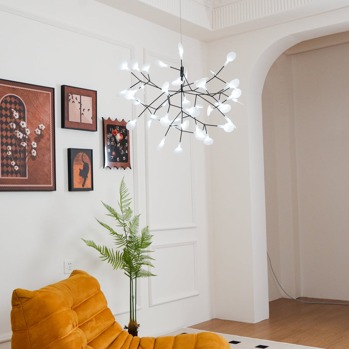 Modern Black Metal Branch Chandelier – Firefly LED