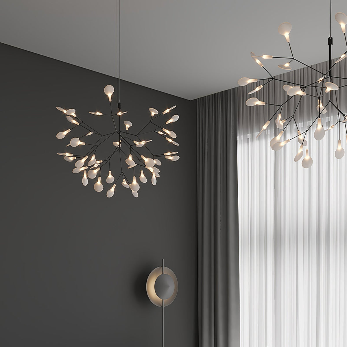 Modern Black Metal Branch Chandelier – Firefly LED