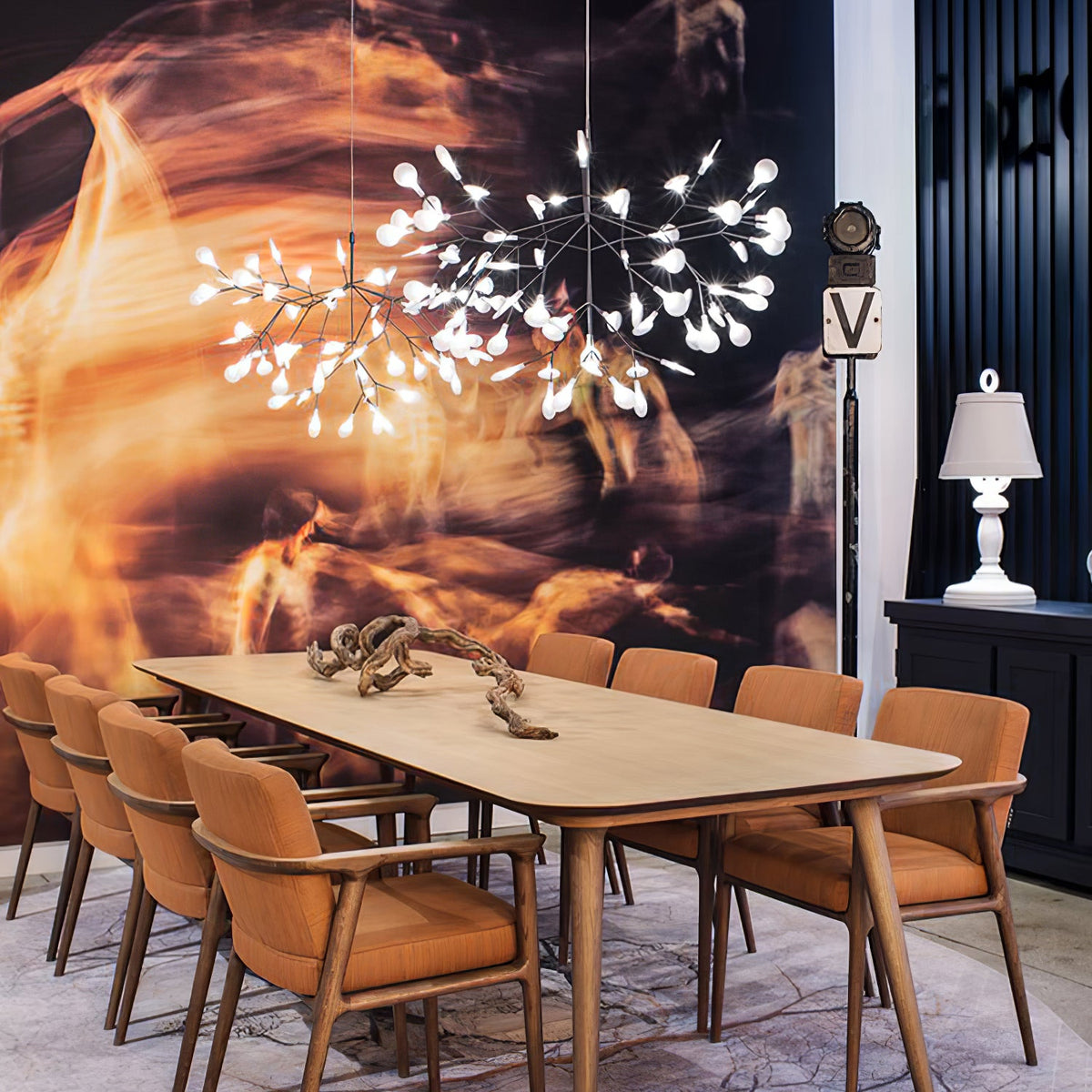 Modern Black Metal Branch Chandelier – Firefly LED