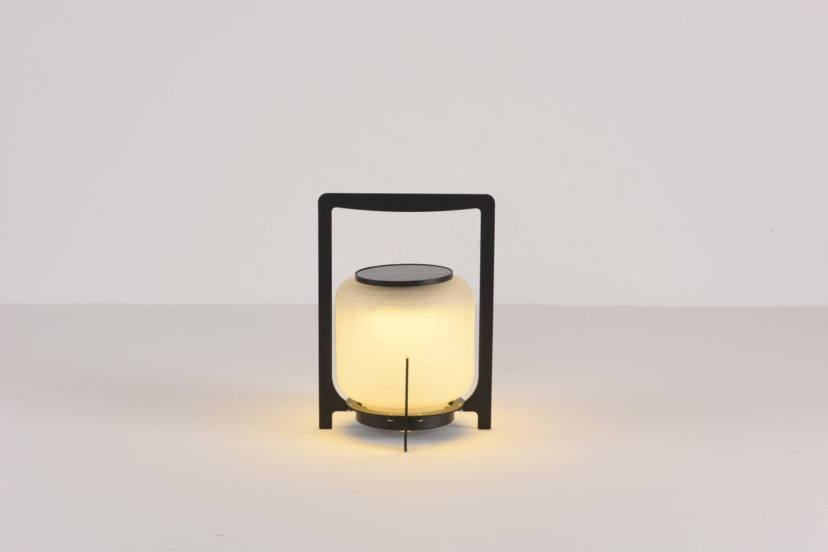 Modern Glass Lantern Table Lamp – Solar Lamp for Patio