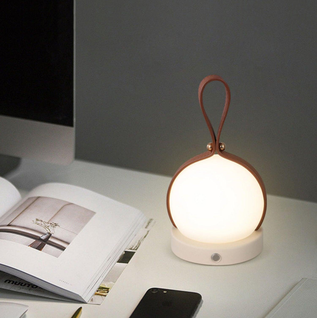 Foldwell Minimalist Grey Iron Portable Table Lamp