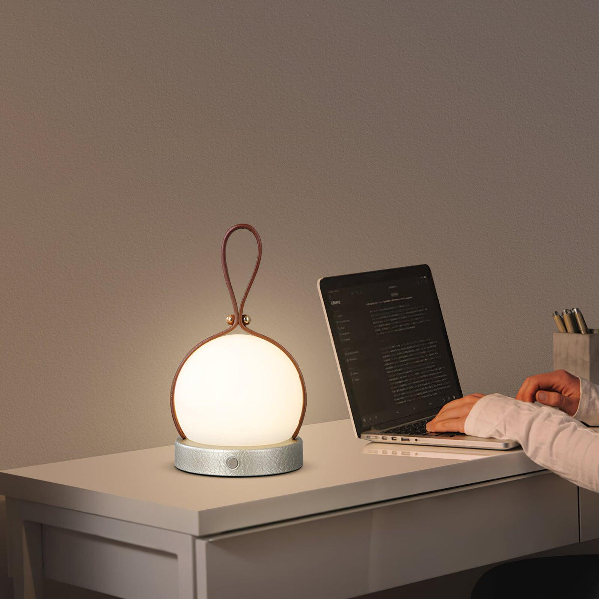 Foldwell Minimalist Grey Iron Portable Table Lamp