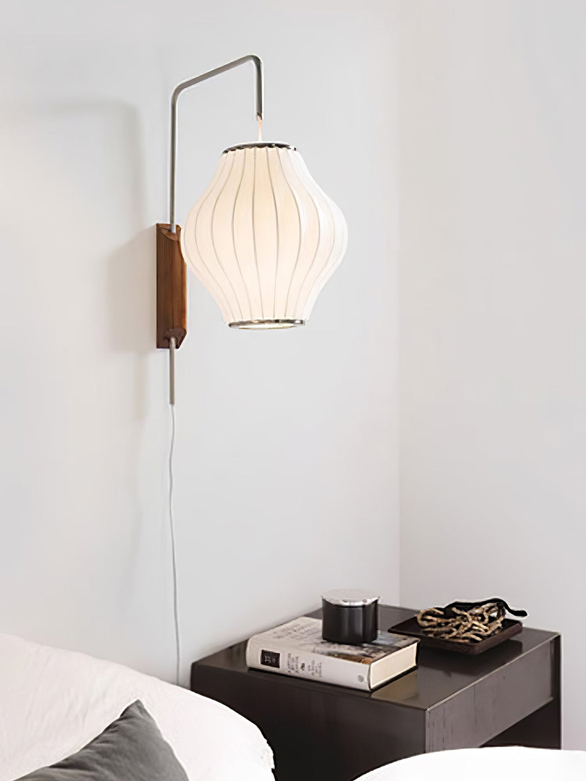 Mid-Century Walnut Bubble Sconce – Swivel Plug-In