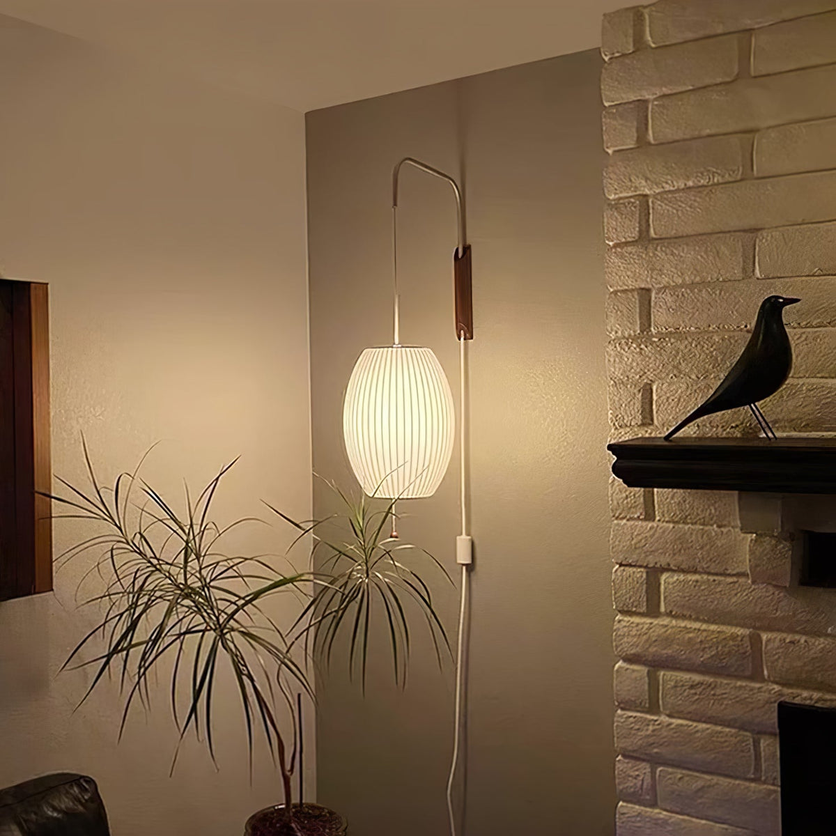 Mid-Century Walnut Bubble Sconce – Swivel Plug-In