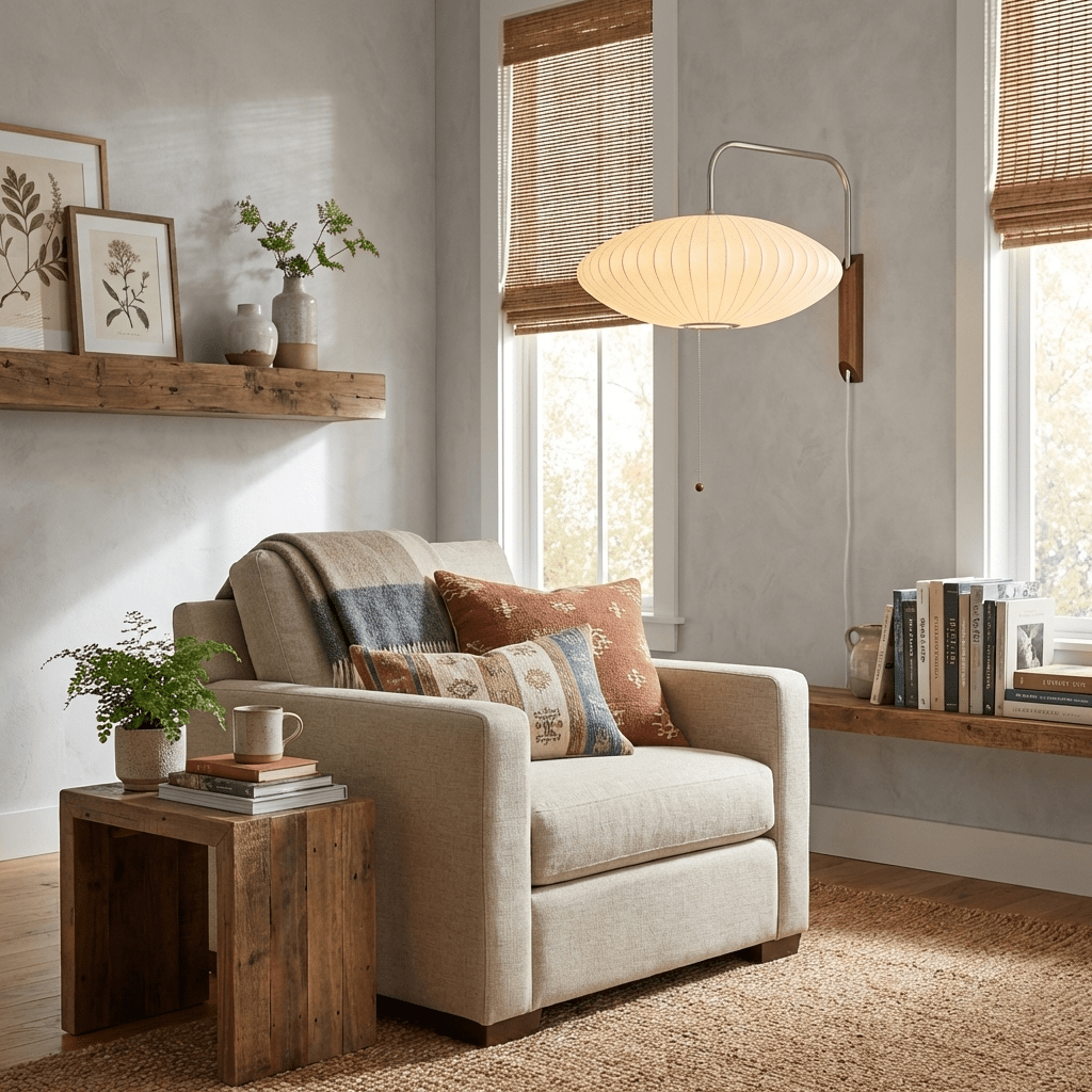 Mid-Century Walnut Bubble Sconce – Swivel Plug-In