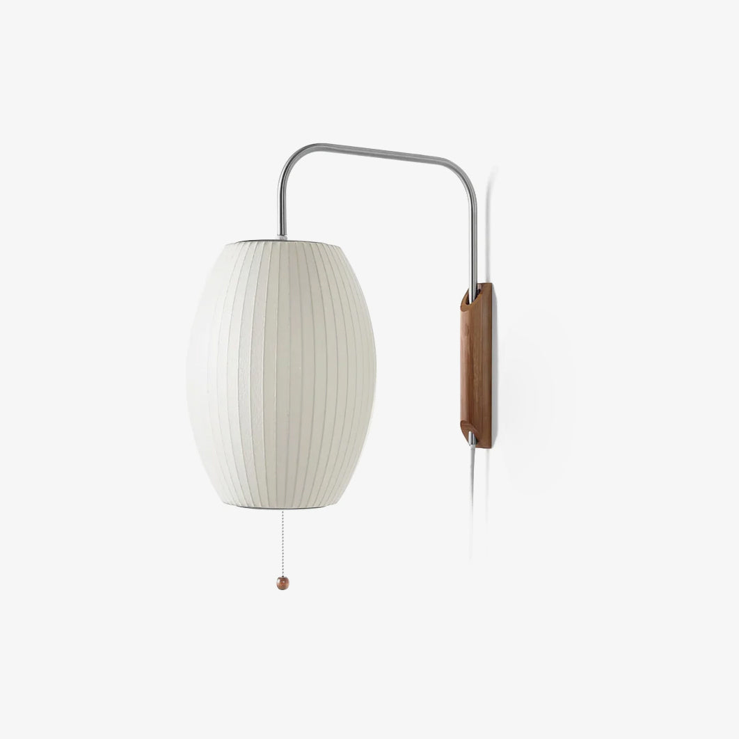 Mid-Century Walnut Bubble Sconce – Swivel Plug-In