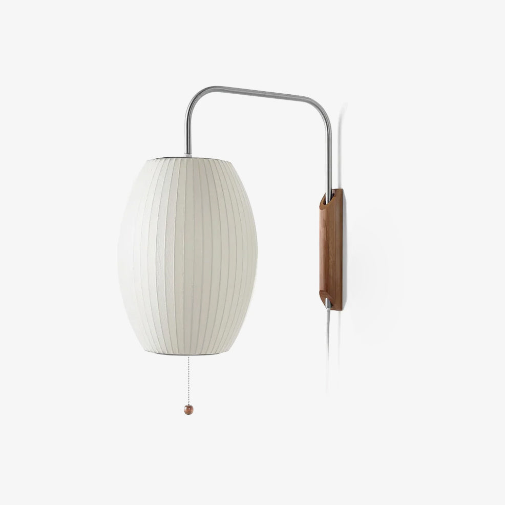 Mid-Century Walnut Bubble Sconce – Swivel Plug-In