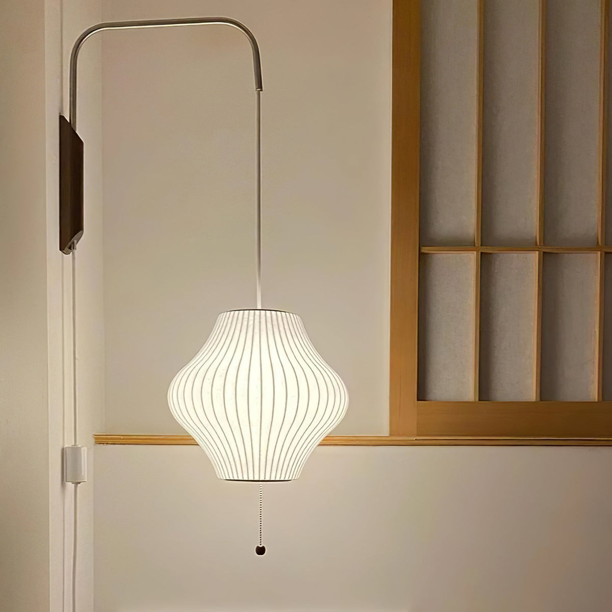 Mid-Century Walnut Bubble Sconce – Swivel Plug-In