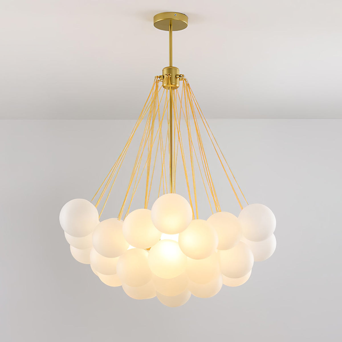 Modern Gold Glass Bubble Chandelier – Sphere Cluster