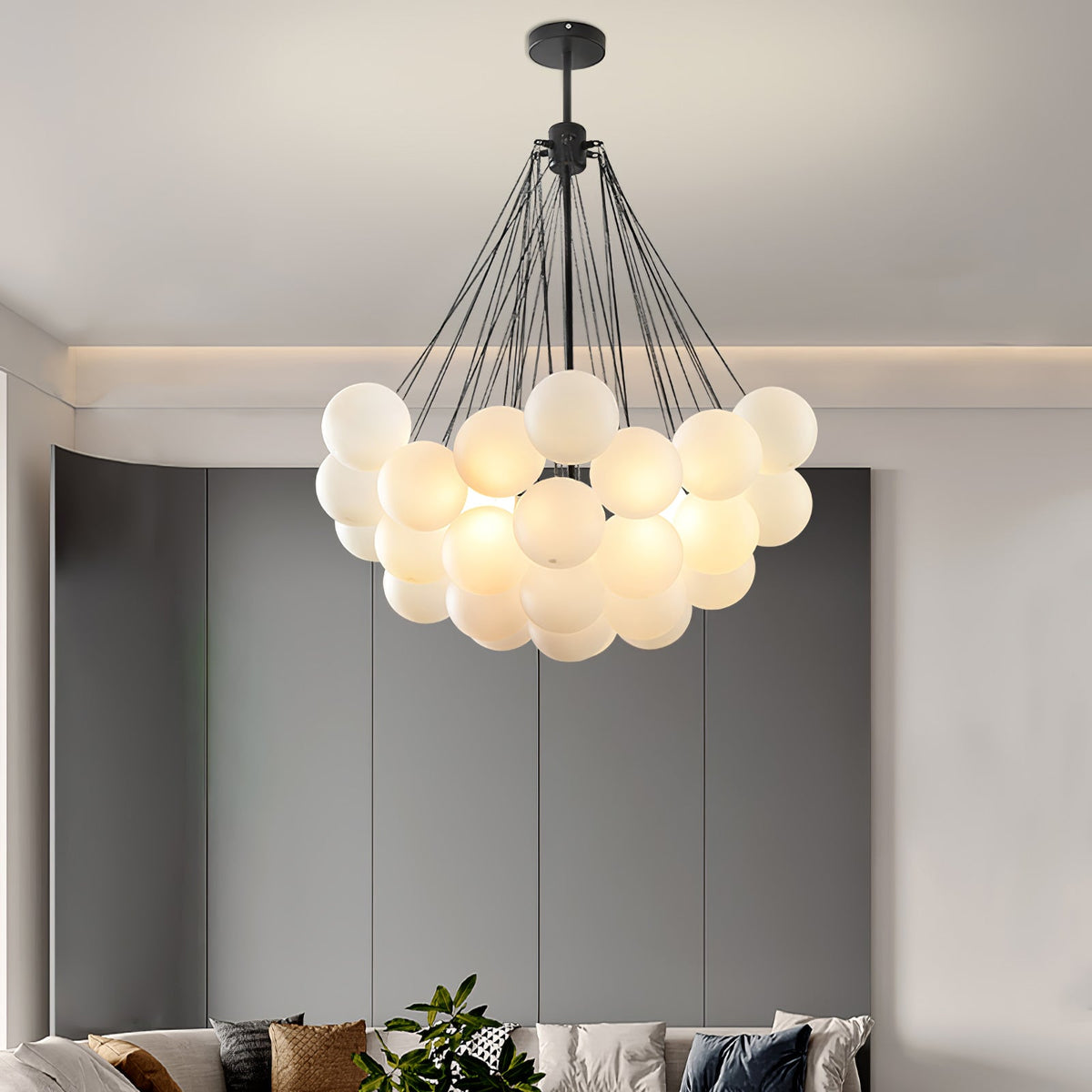 Modern Gold Glass Bubble Chandelier – Sphere Cluster