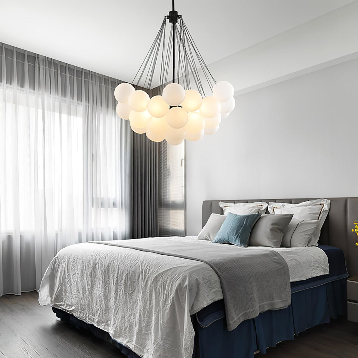 Modern Gold Glass Bubble Chandelier – Sphere Cluster
