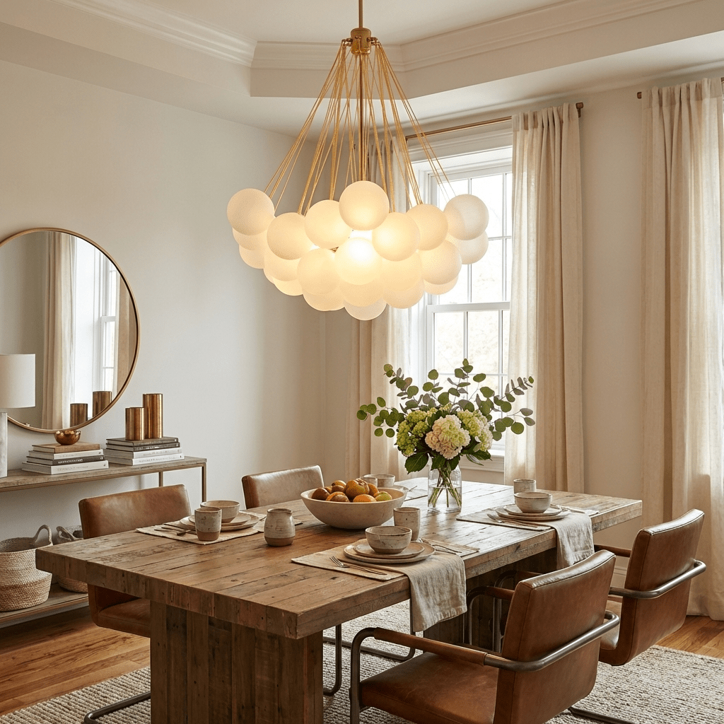 Modern Gold Glass Bubble Chandelier – Sphere Cluster