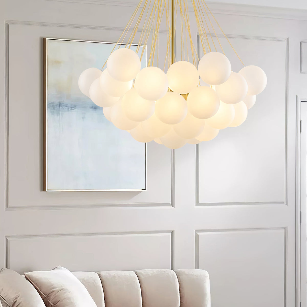 Modern Gold Glass Bubble Chandelier – Sphere Cluster