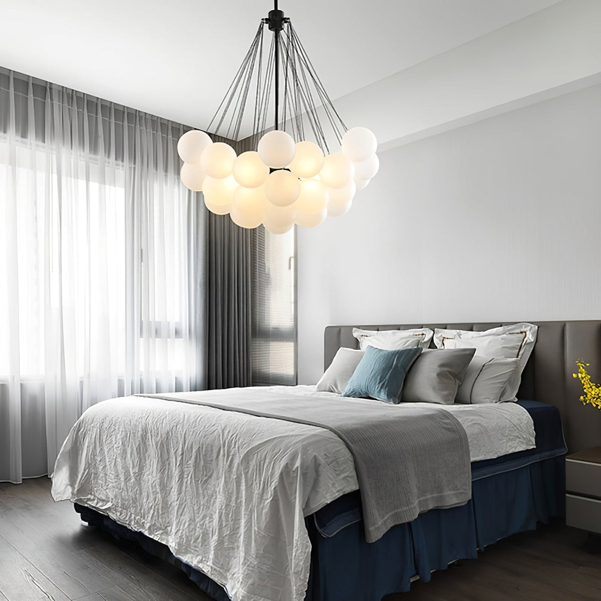 Modern Gold Glass Bubble Chandelier – Sphere Cluster