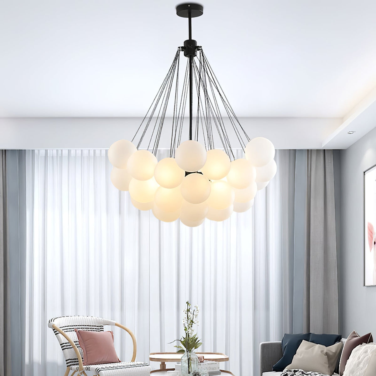Modern Gold Glass Bubble Chandelier – Sphere Cluster