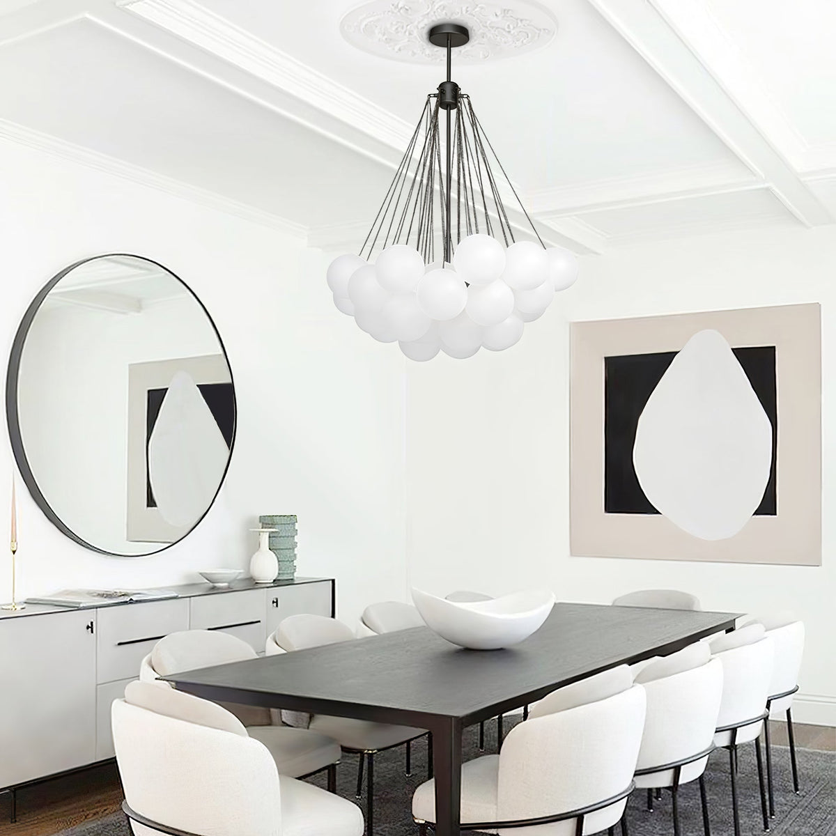 Modern Gold Glass Bubble Chandelier – Sphere Cluster