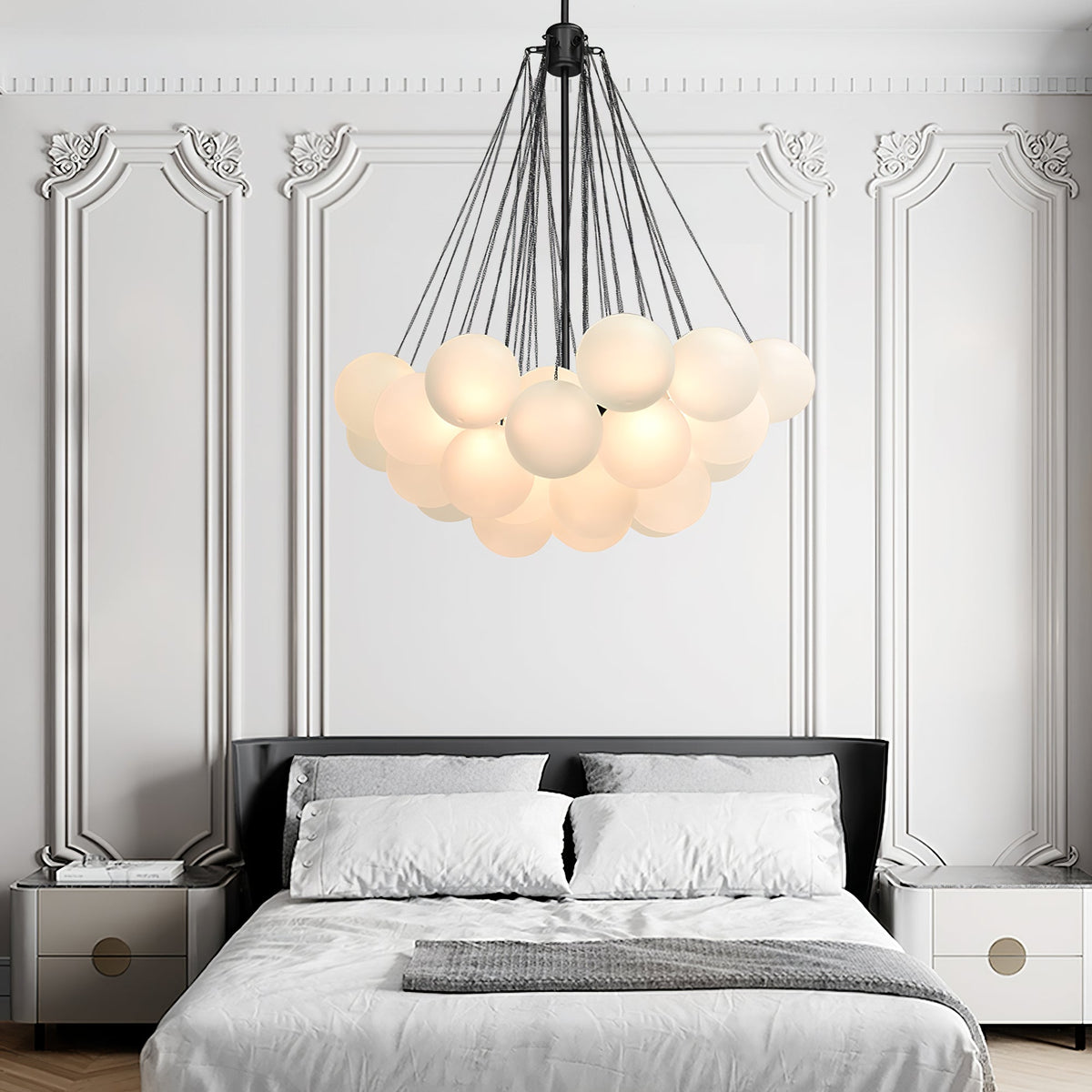 Modern Gold Glass Bubble Chandelier – Sphere Cluster
