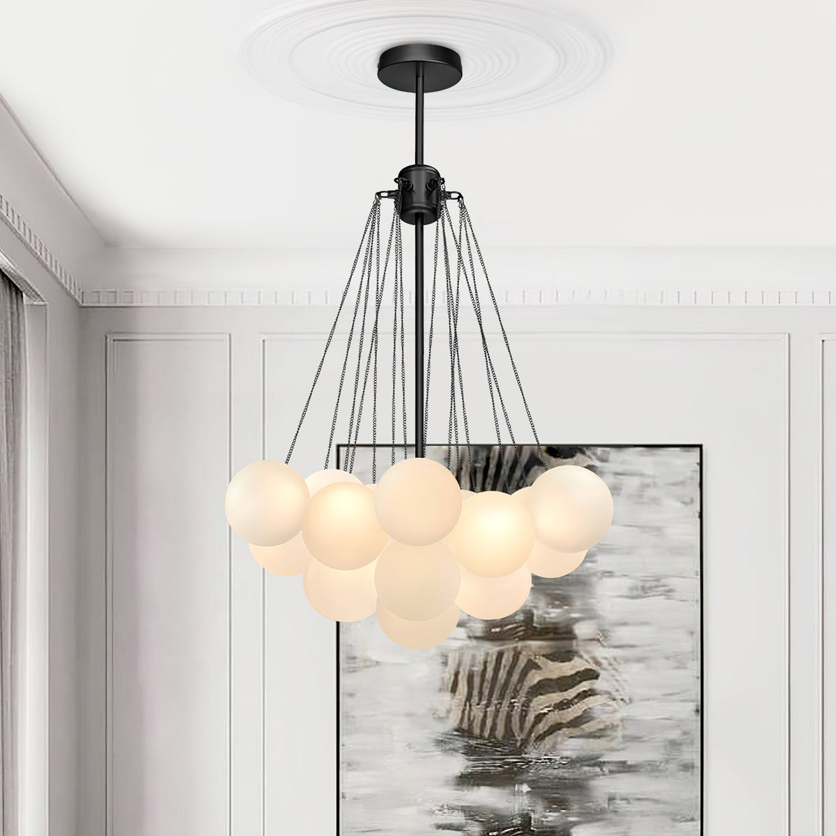 Modern Gold Glass Bubble Chandelier – Sphere Cluster