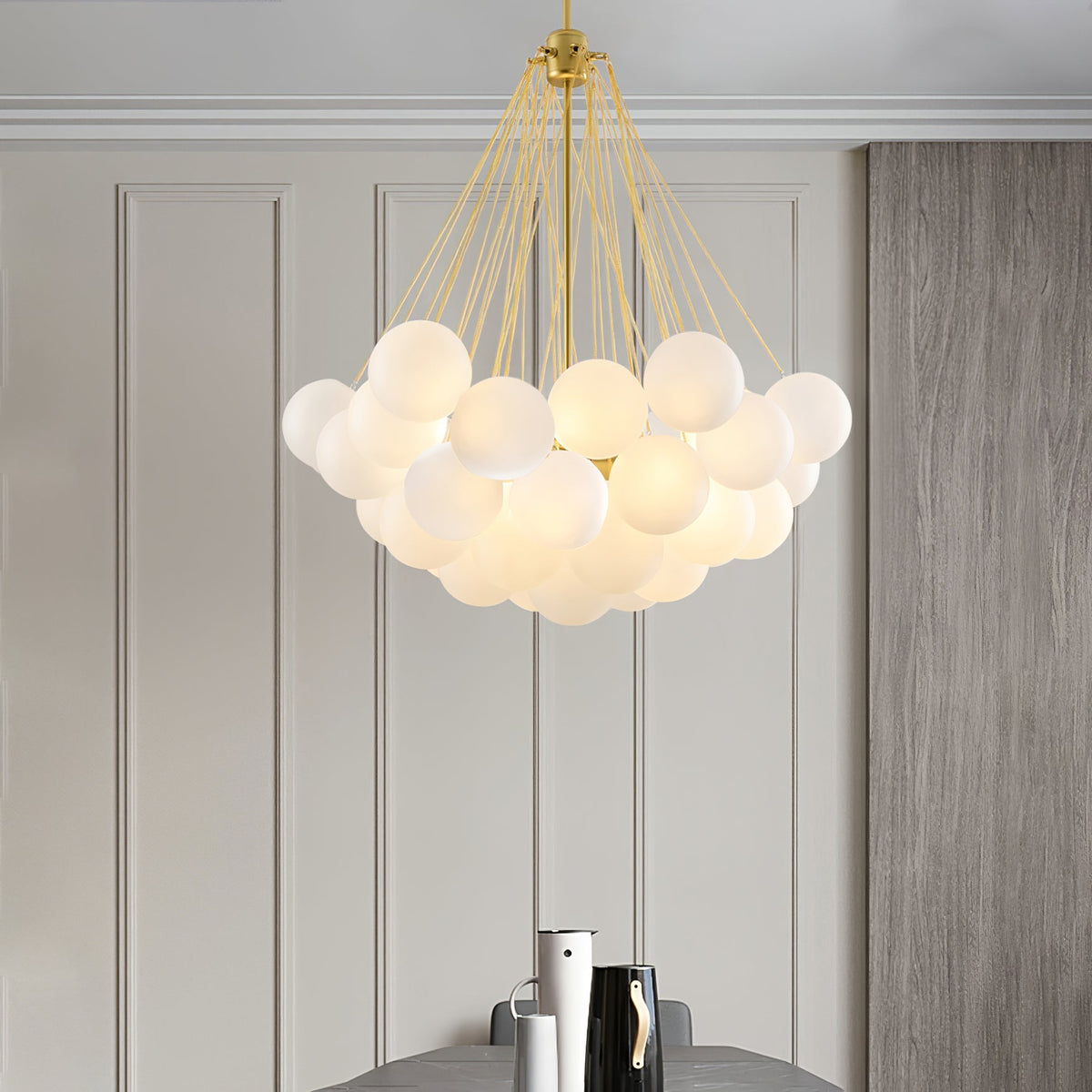 Modern Gold Glass Bubble Chandelier – Sphere Cluster