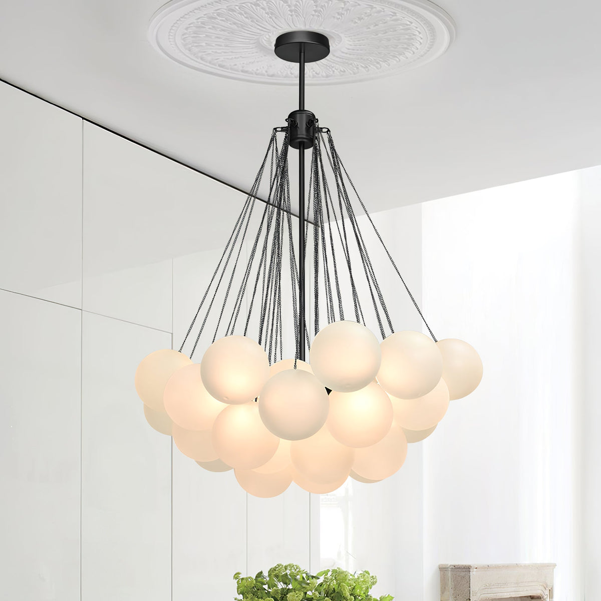 Modern Gold Glass Bubble Chandelier – Sphere Cluster