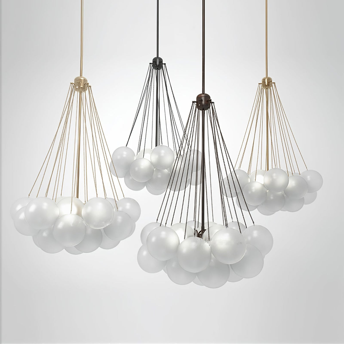 Modern Gold Glass Bubble Chandelier – Sphere Cluster