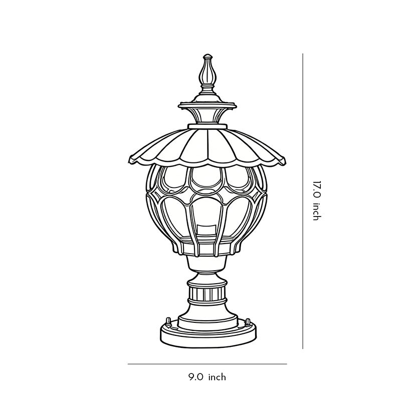 Retro Glass Pillar Light – Floral Solar for Gates