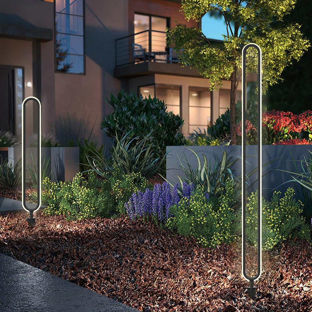 Modern Black Garden Light – Slim Bollard Light for Pathway
