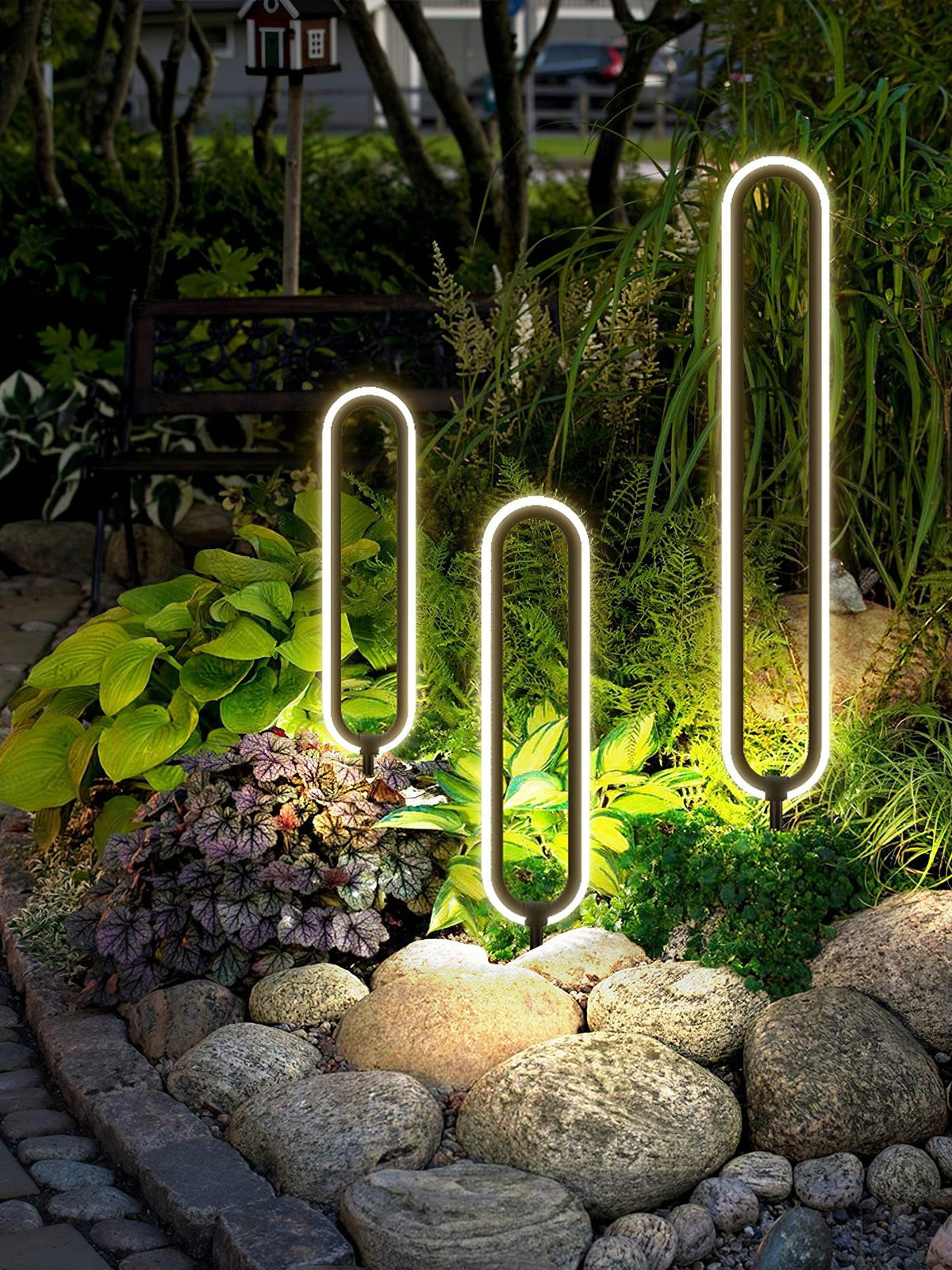 Modern Black Garden Light – Slim Bollard Light for Pathway