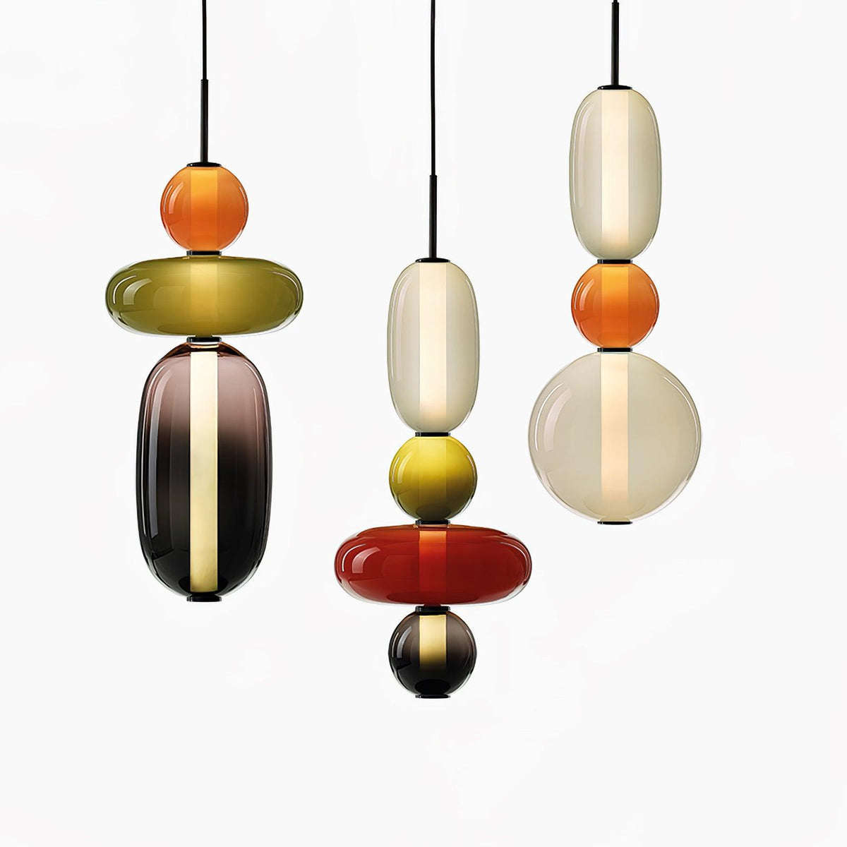 Artisan Tinted Glass Pendant – Hand-Blown Jar LED