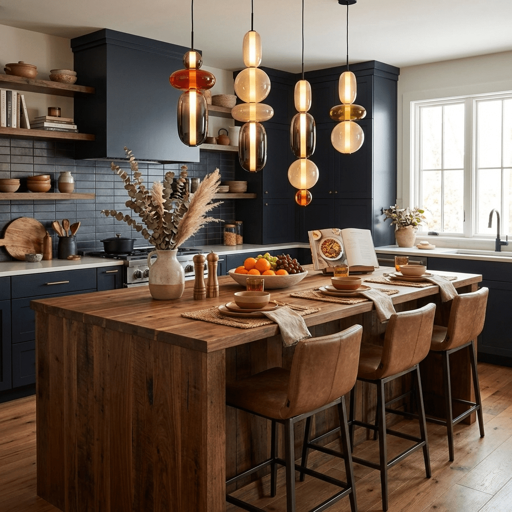 Artisan Tinted Glass Pendant – Hand-Blown Jar LED