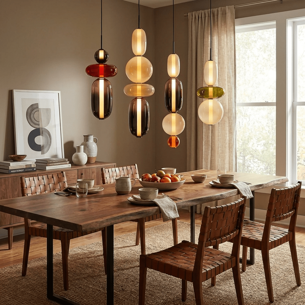 Artisan Tinted Glass Pendant – Hand-Blown Jar LED