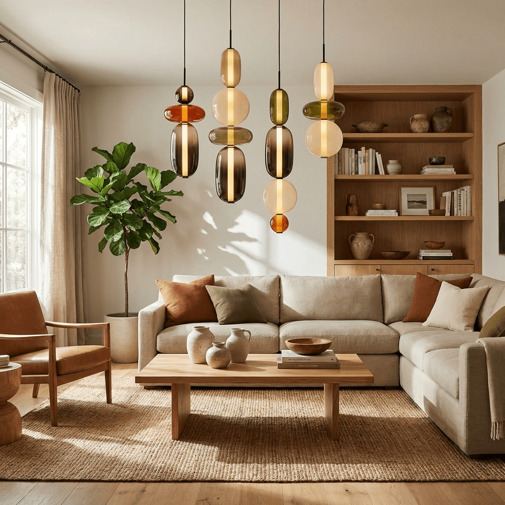 Artisan Tinted Glass Pendant – Hand-Blown Jar LED