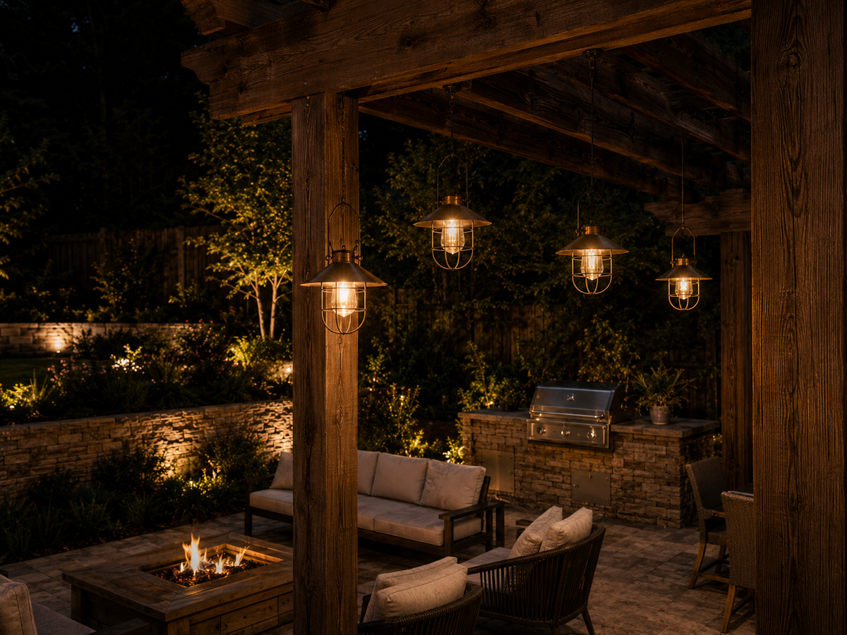 Rustic Copper Iron Solar Lantern – Caged Chandelier Light (2 Pack)
