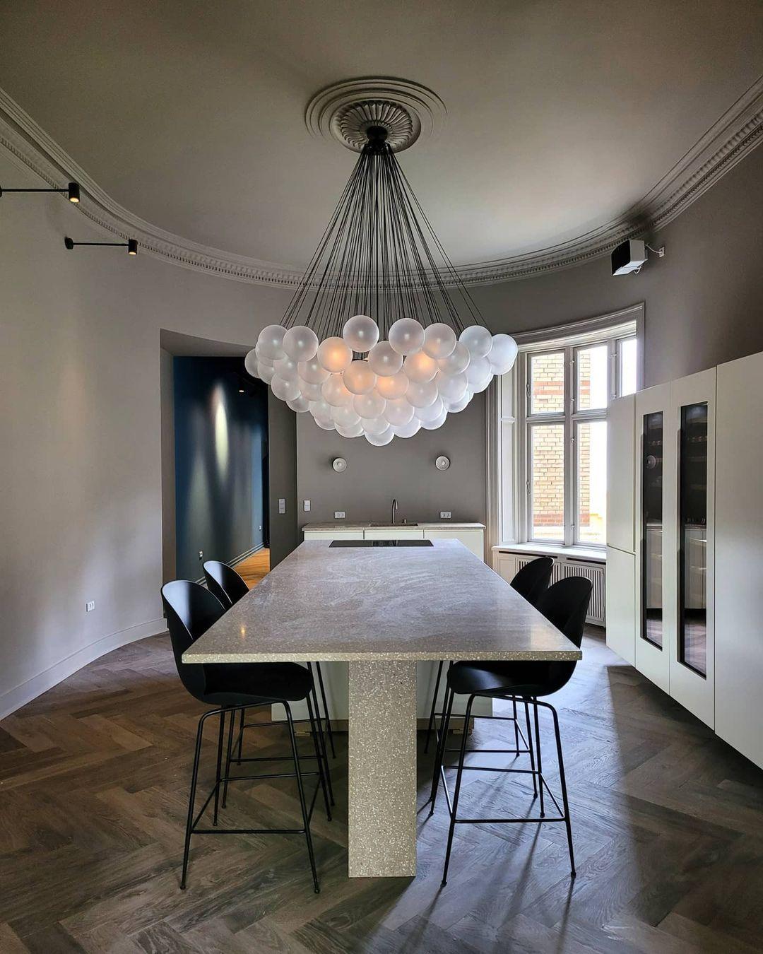 Modern Gold Glass Bubble Chandelier – Sphere Cluster