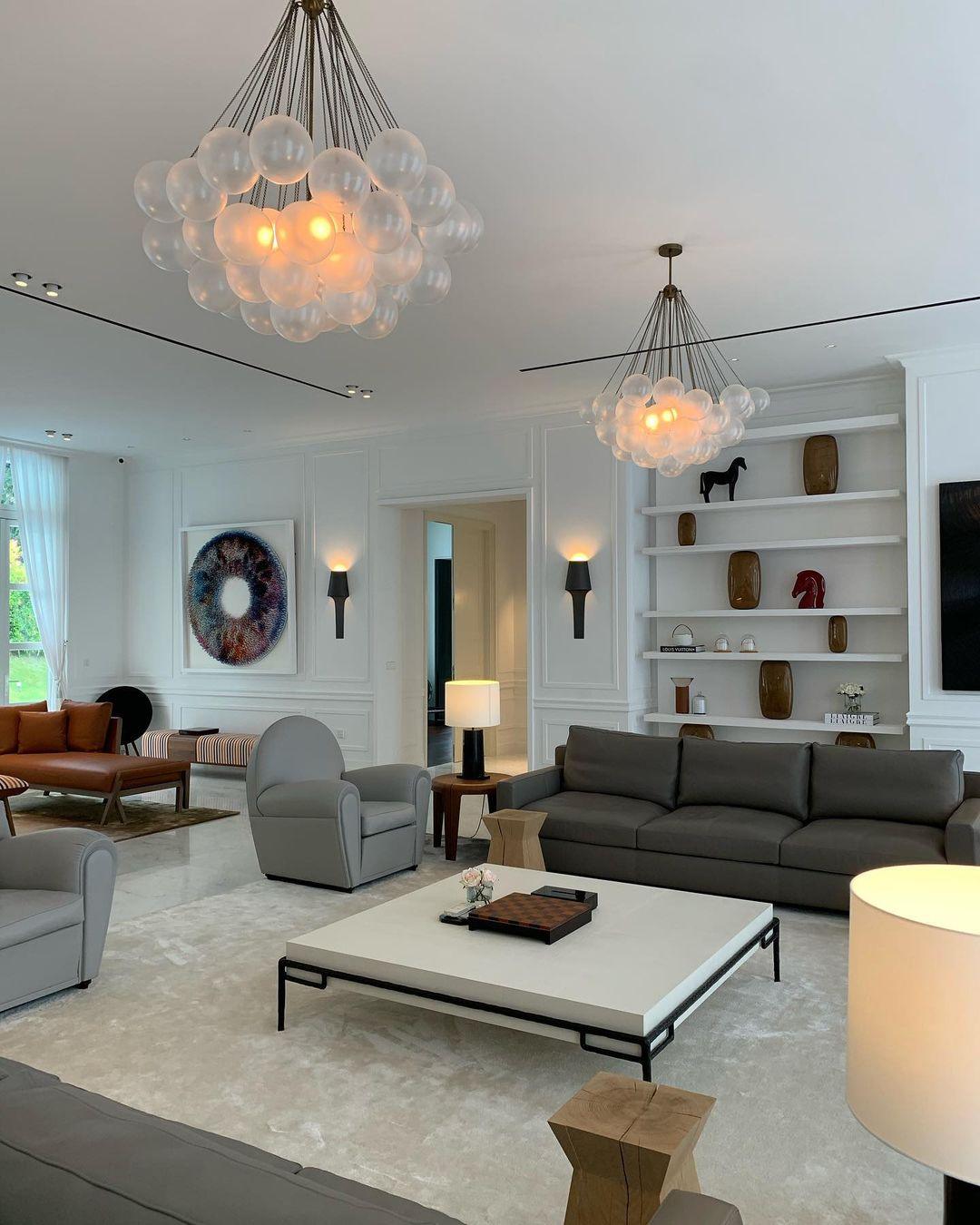 Modern Gold Glass Bubble Chandelier – Sphere Cluster