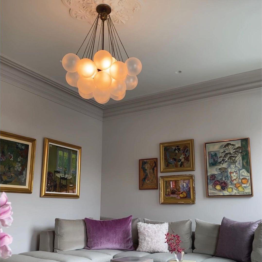 Modern Gold Glass Bubble Chandelier – Sphere Cluster