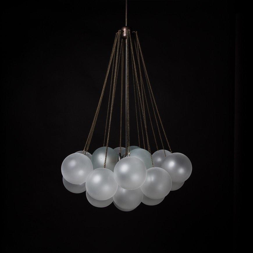 Modern Gold Glass Bubble Chandelier – Sphere Cluster