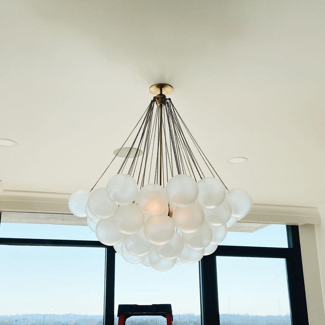 Modern Gold Glass Bubble Chandelier – Sphere Cluster