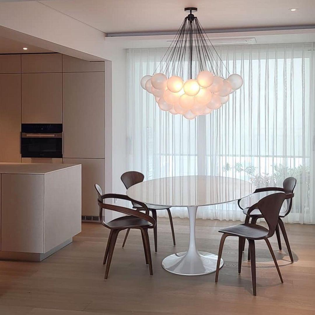 Modern Gold Glass Bubble Chandelier – Sphere Cluster