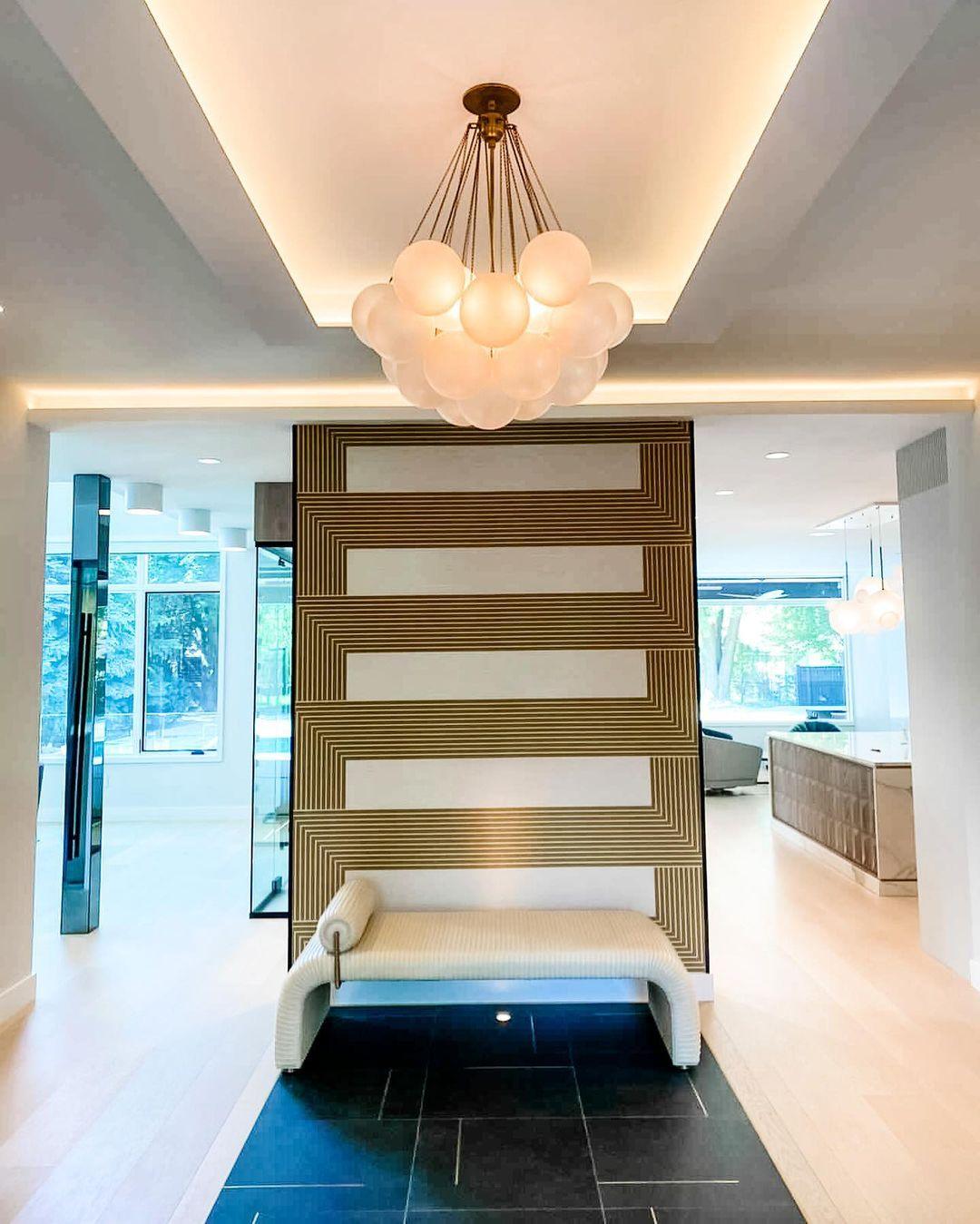Modern Gold Glass Bubble Chandelier – Sphere Cluster