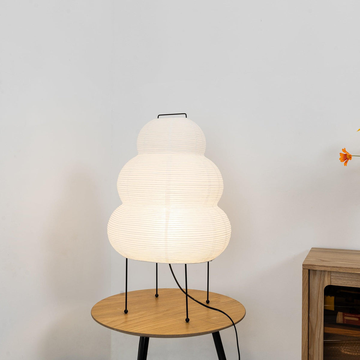 Japandi White Paper Table Lamp – Lantern Shade