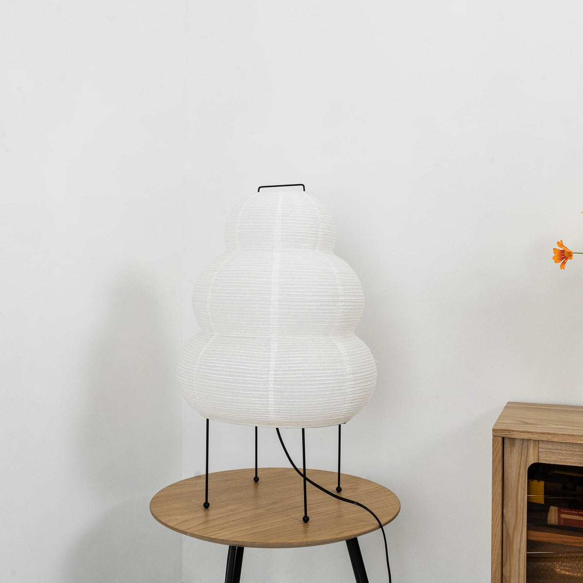 Japandi White Paper Table Lamp – Lantern Shade