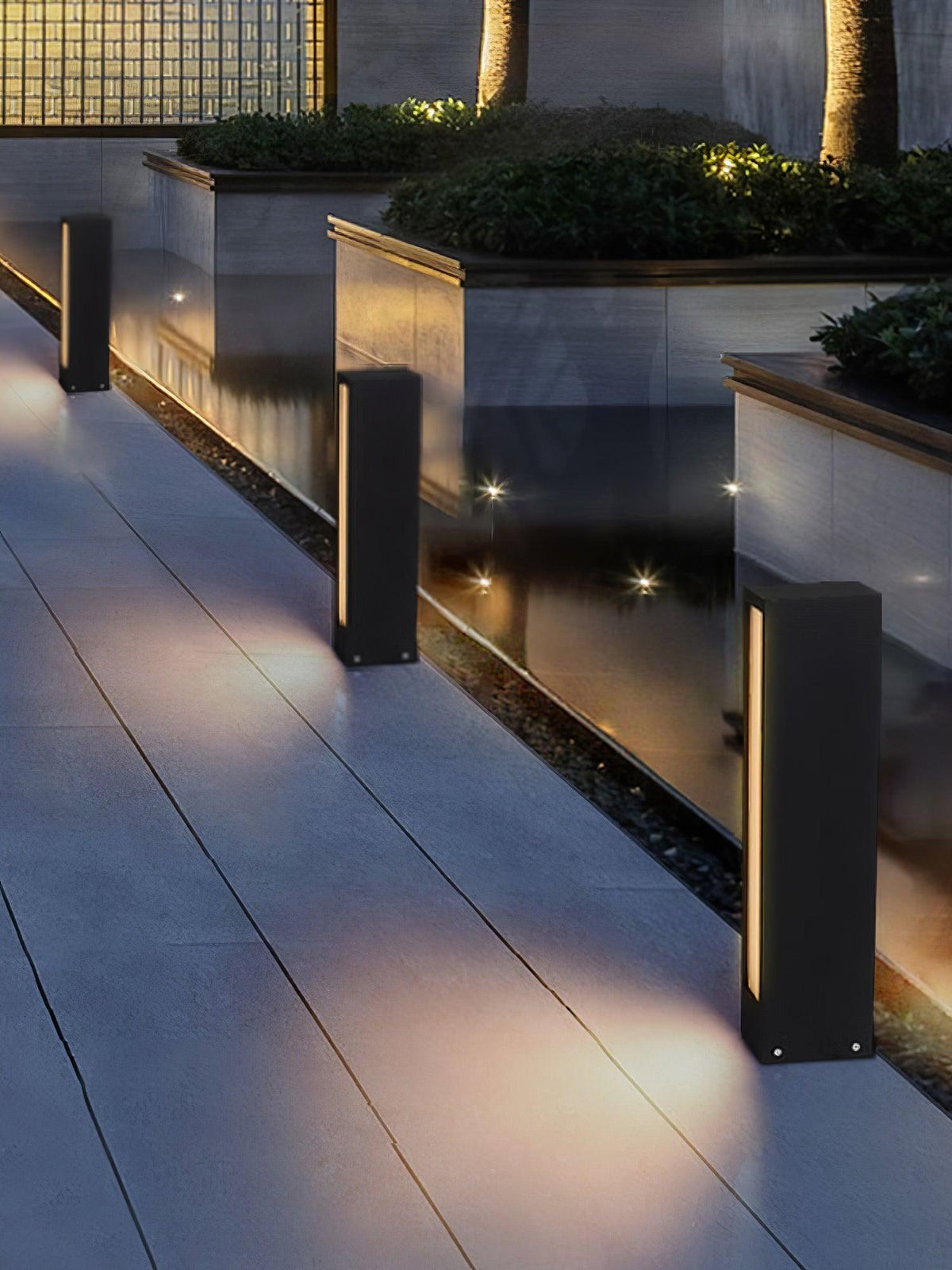 Modern Black Path Light – Slim Bollard Light for Walkway